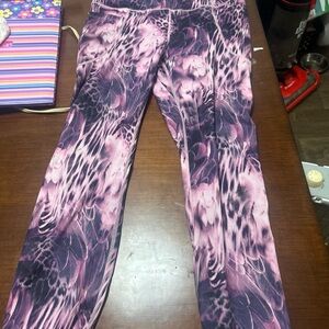bebe Pink & Purple Abstract Print Leggings